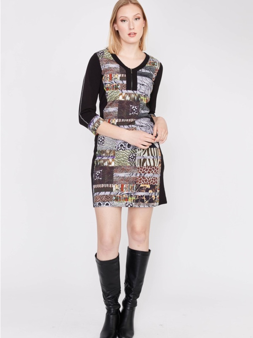 Dolcezza Mixed Animal Print Art To Wear Dress Style 73655 Size Medium